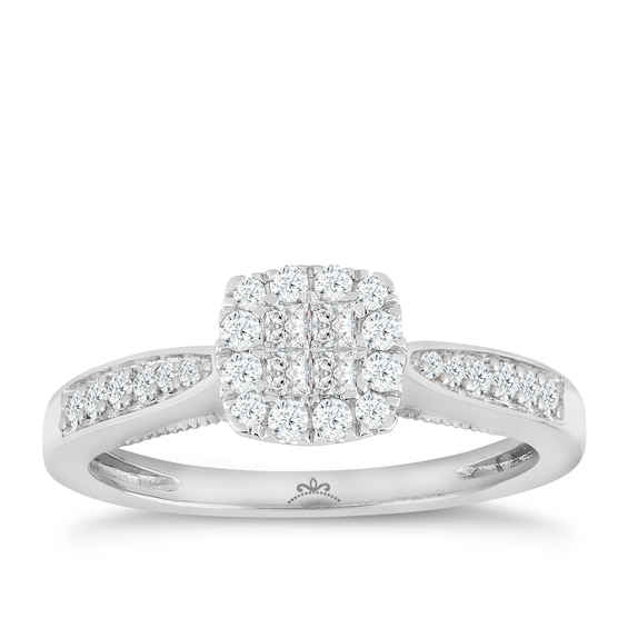 Princessa 9ct White Gold 0.33ct Diamond Cluster Ring