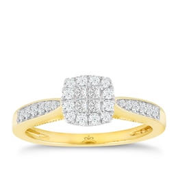 Princessa  9ct Yellow Gold 0.33ct Diamond Cluster Ring