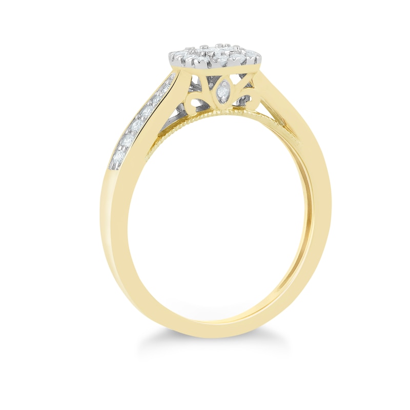 Princessa  9ct Yellow Gold 0.33ct Diamond Cluster Ring