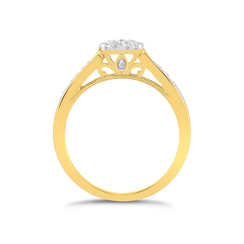Princessa  9ct Yellow Gold 0.33ct Diamond Cluster Ring