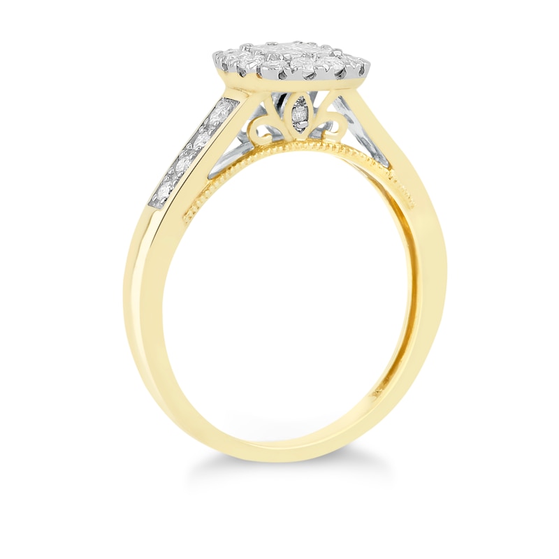 Princessa  9ct Yellow Gold 0.50ct Diamond Cluster Ring