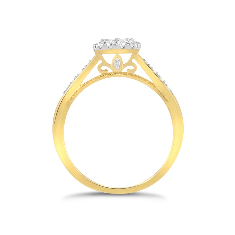 Main Image 3 of Princessa  9ct Yellow Gold 0.50ct Diamond Cluster Ring