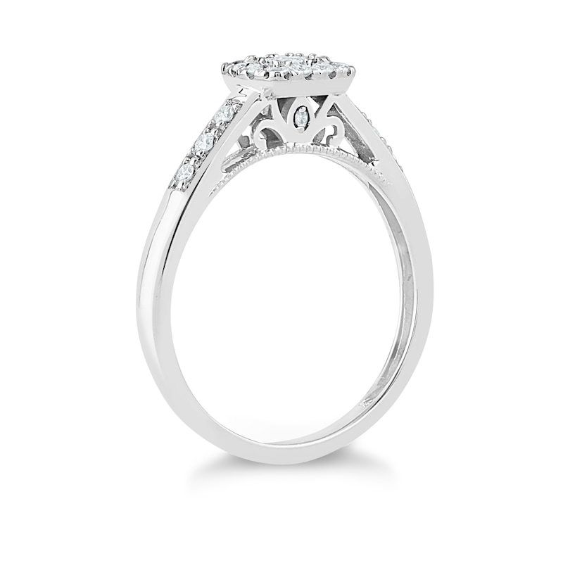 Main Image 2 of Princessa 9ct White Gold 0.33ct Diamond Square Cluster Ring