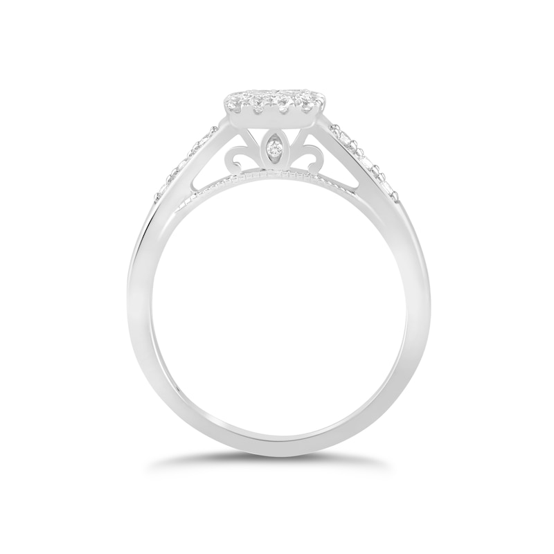 Main Image 3 of Princessa 9ct White Gold 0.33ct Diamond Square Cluster Ring