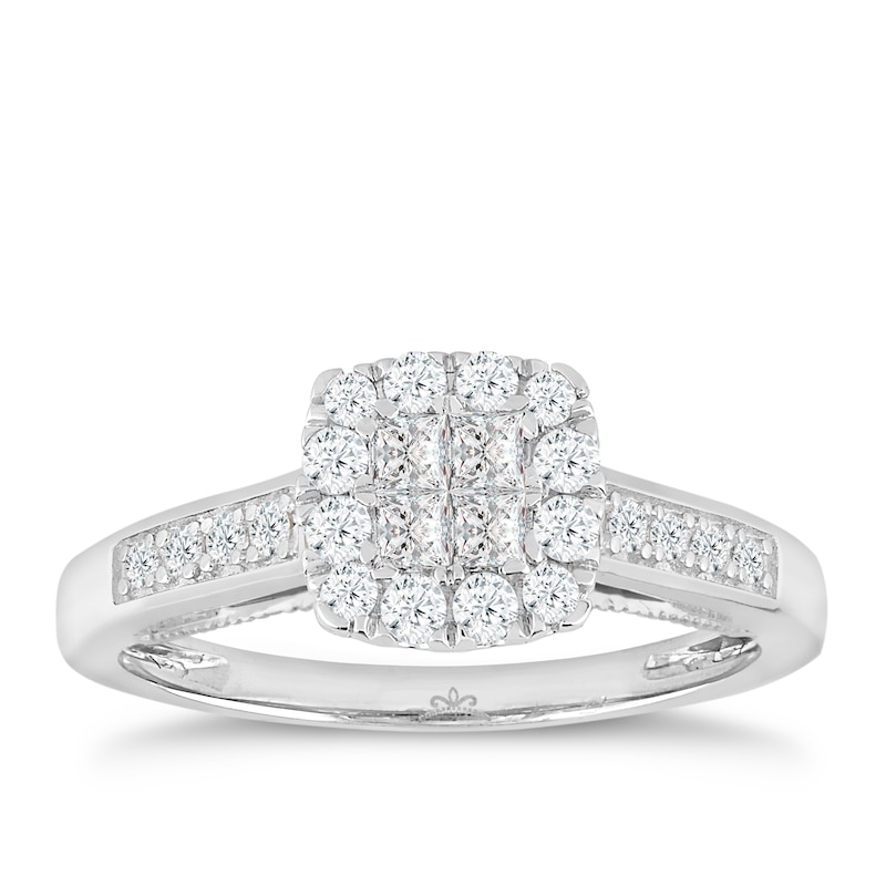 Princessa  9ct White Gold 0.50ct Diamond Cluster Ring