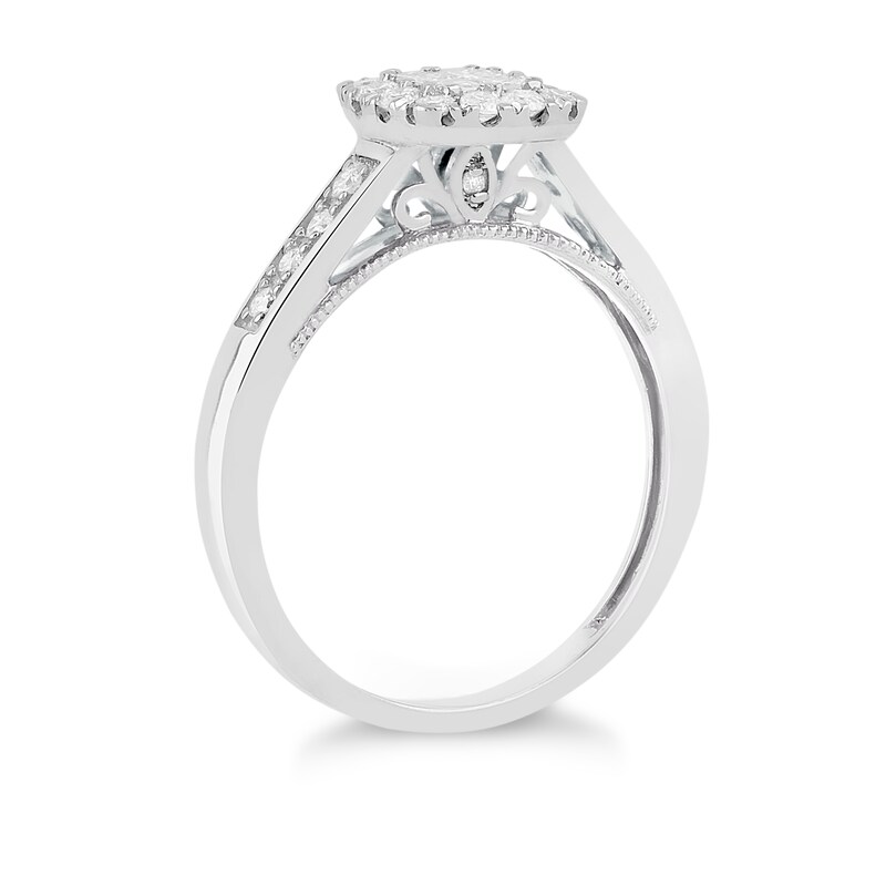 Main Image 2 of Princessa 9ct White Gold 0.50ct Diamond Cluster Ring