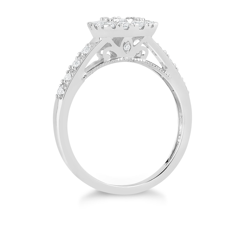 Main Image 2 of Princessa 9ct White Gold 0.66ct Diamond Square Cluster Ring