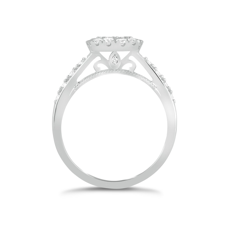 Princessa 9ct White Gold 0.66ct Diamond Square Cluster Ring