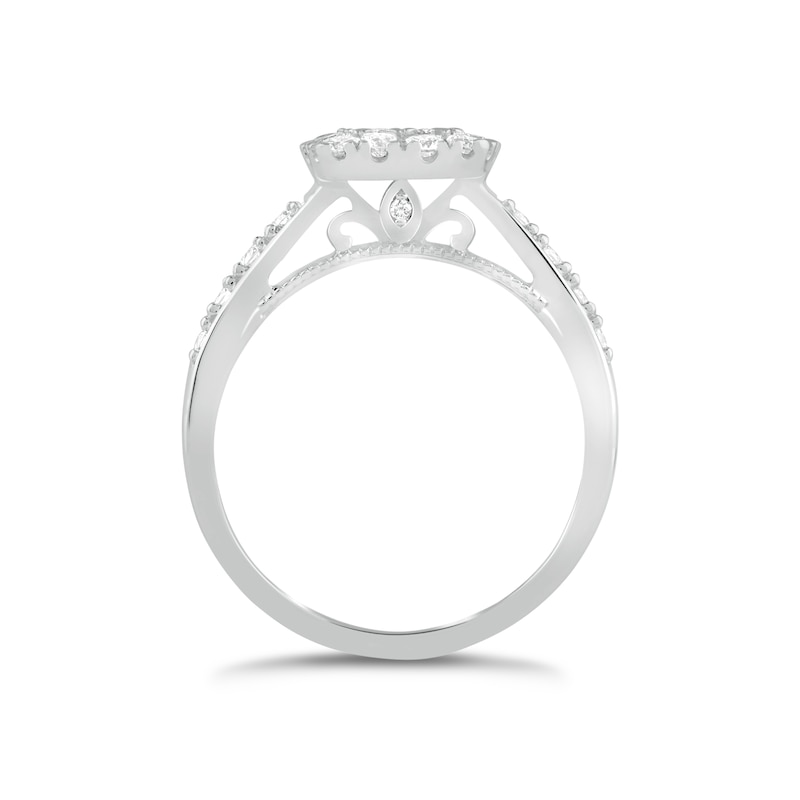 Main Image 3 of Princessa 9ct White Gold 0.66ct Diamond Square Cluster Ring