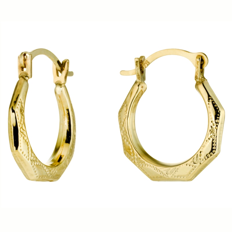 9ct Yellow Gold Octagon 8mm Hoop Earrings