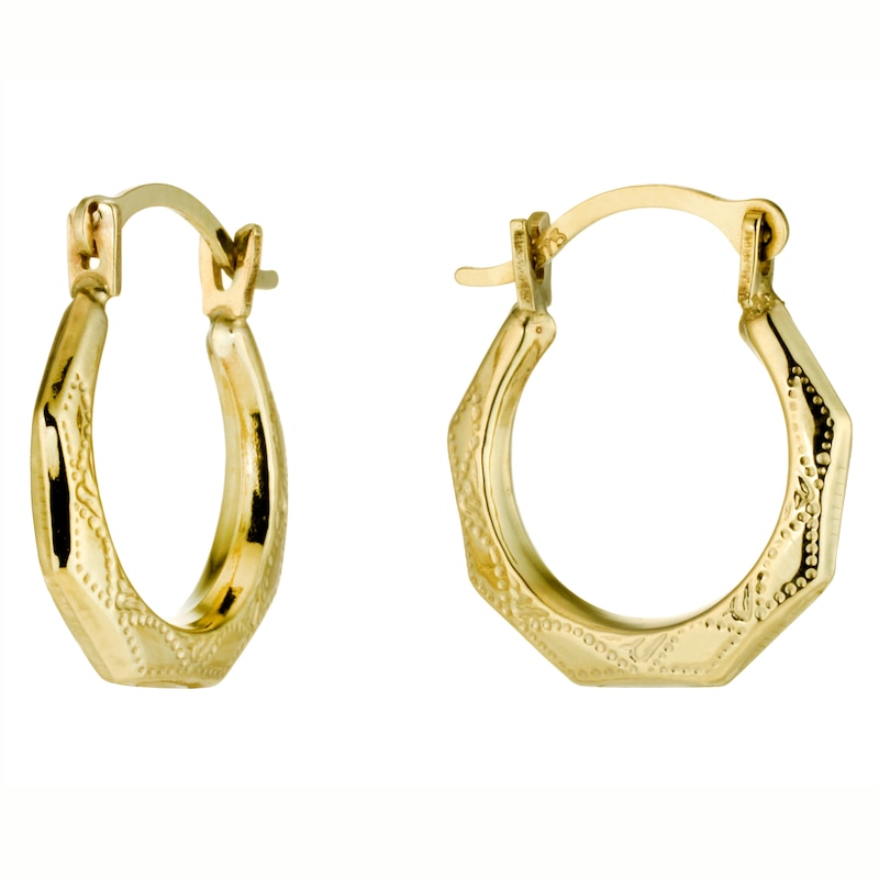Main Image 1 of 9ct Yellow Gold Octagon 8mm Hoop Earrings