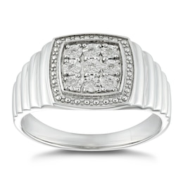 Sterling Silver Diamond Signet Ring