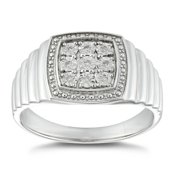 Sterling Silver Diamond Signet Ring