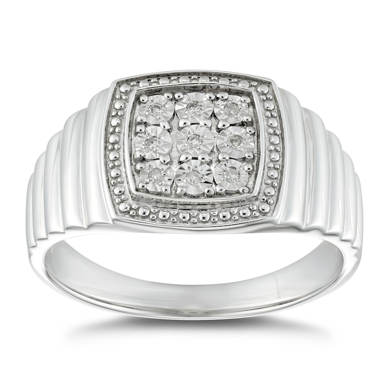 Main Image 1 of Sterling Silver Diamond Signet Ring