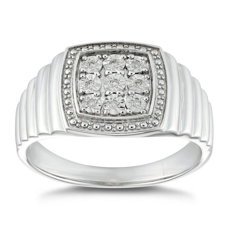 Sterling Silver Diamond Signet Ring