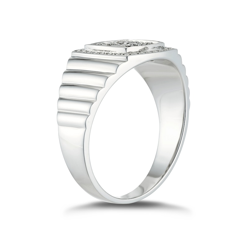 Main Image 2 of Sterling Silver Diamond Signet Ring