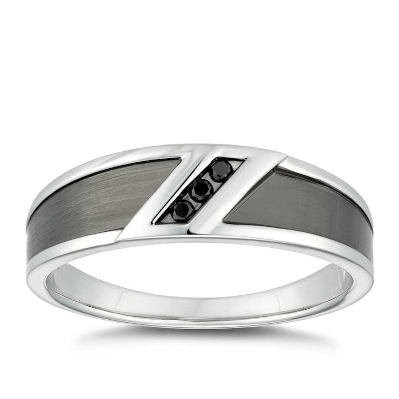 Sterling Silver Black Treated Diamond Ring