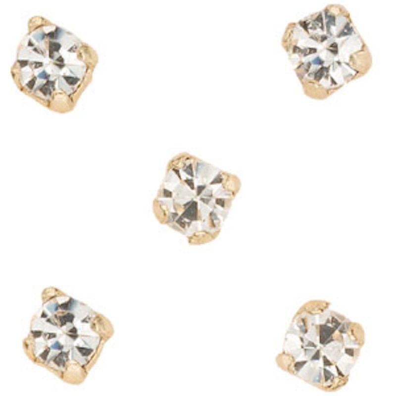 Main Image 1 of 9ct Yellow Gold Crystal Nose Stud Set of 5