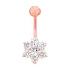 Thumbnail Image 0 of Rose Gold Stainless Steel & Silver Cubic Zirconia Belly Bar
