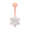 Thumbnail Image 1 of Rose Gold Stainless Steel & Silver Cubic Zirconia Belly Bar