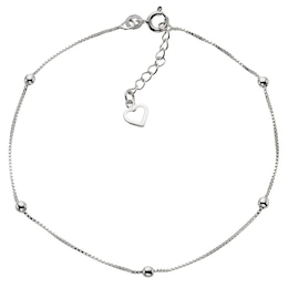 Sterling Silver 9 Inch Ball & Heart Anklet