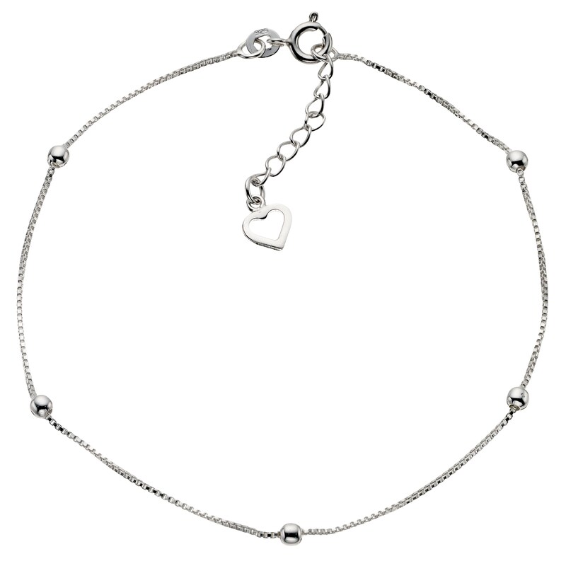 Main Image 1 of Sterling Silver 9" Ball & Heart Anklet