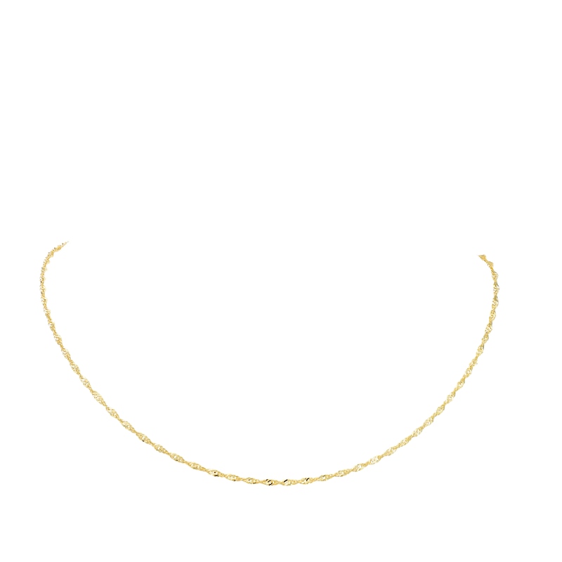 Main Image 3 of 9ct Yellow Gold 18&quot; Dainty Singapore Chain