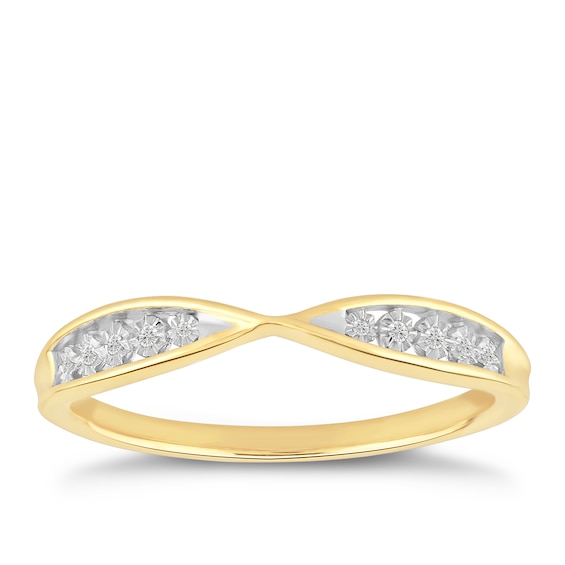 9ct Yellow Gold Diamond Infinity Ring