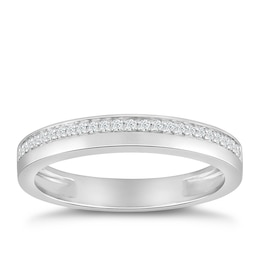 9ct White Gold 0.10ct Diamond Row Ring