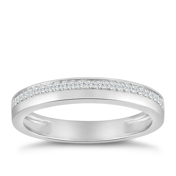 9ct White Gold 0.10ct Diamond Row Ring