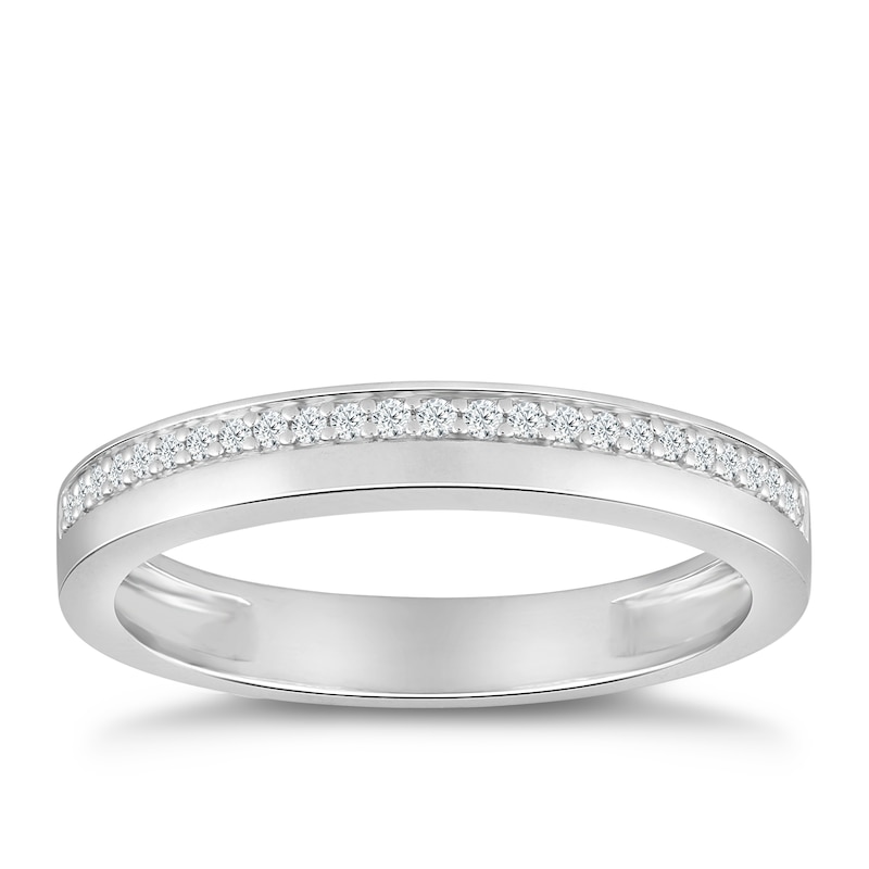 Main Image 1 of 9ct White Gold 0.10ct Diamond Row Ring
