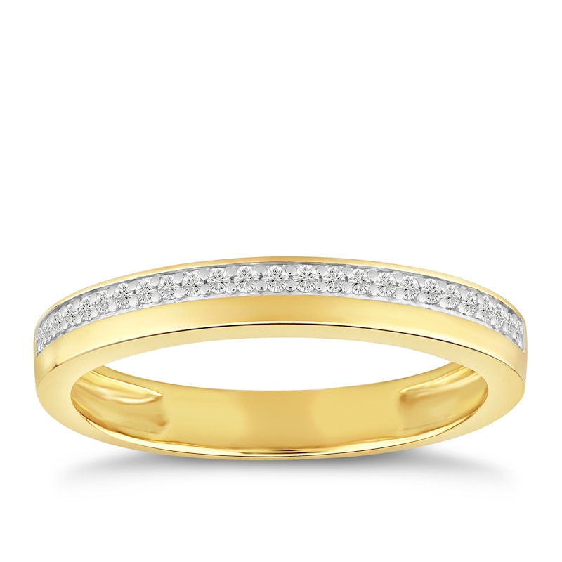 Main Image 1 of 9ct Yellow Gold 0.10ct Diamond Row Ring