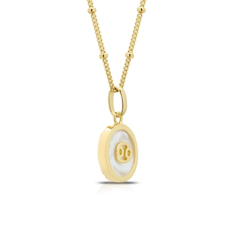 Main Image 2 of Sterling Silver & 18ct Gold Plated Vermeil Mother Of Pearl Cancer Pendant