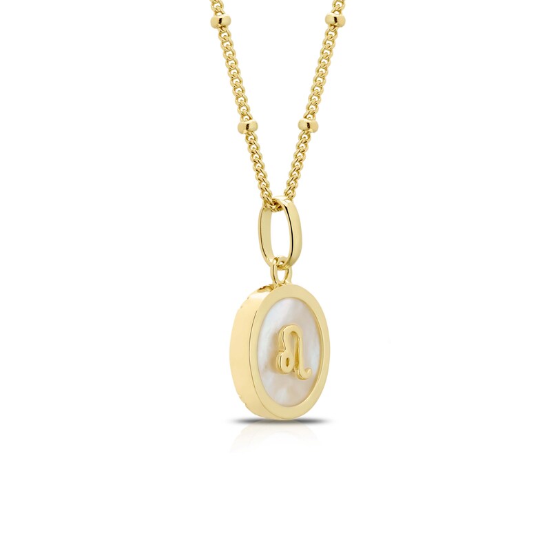 Main Image 2 of Sterling Silver & 18ct Gold Plated Vermeil Mother Of Pearl Leo Pendant