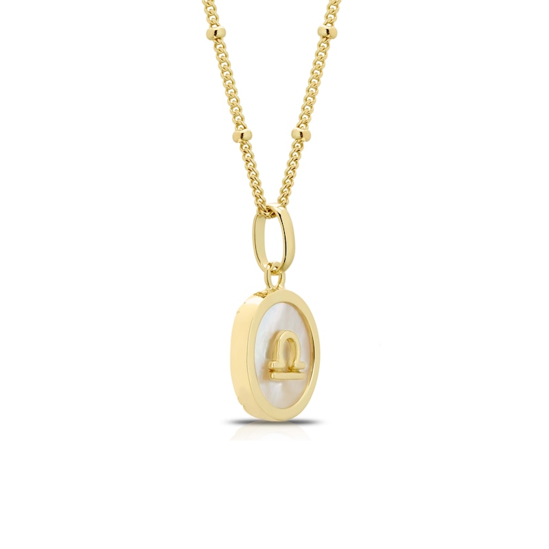 Main Image 2 of Sterling Silver & 18ct Gold Plated Vermeil Mother Of Pearl Libra Pendant