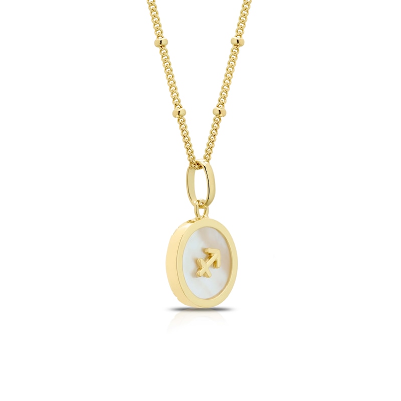 Main Image 2 of Sterling Silver & 18ct Gold Plated Vermeil Mother Of Pearl Sagittarius Pendant