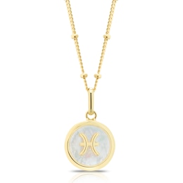 Sterling Silver & 18ct Gold Plated Vermeil Mother Of Pearl Pisces Pendant