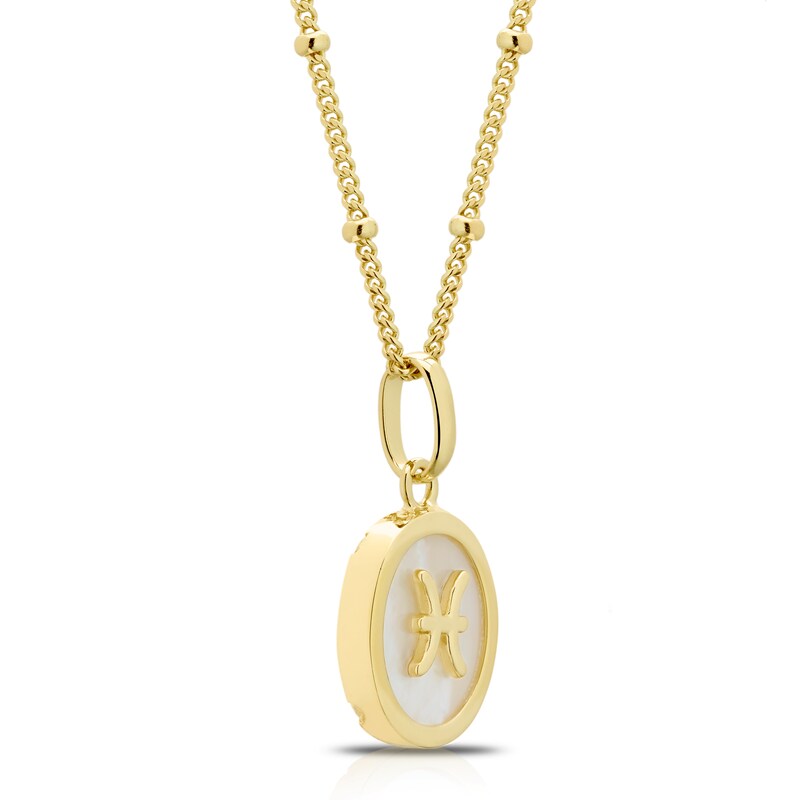 Main Image 2 of Sterling Silver & 18ct Gold Plated Vermeil Mother Of Pearl Pisces Pendant