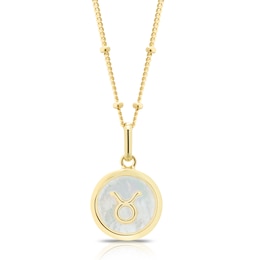 Sterling Silver & 18ct Gold Plated Vermeil Mother Of Pearl Taurus Pendant
