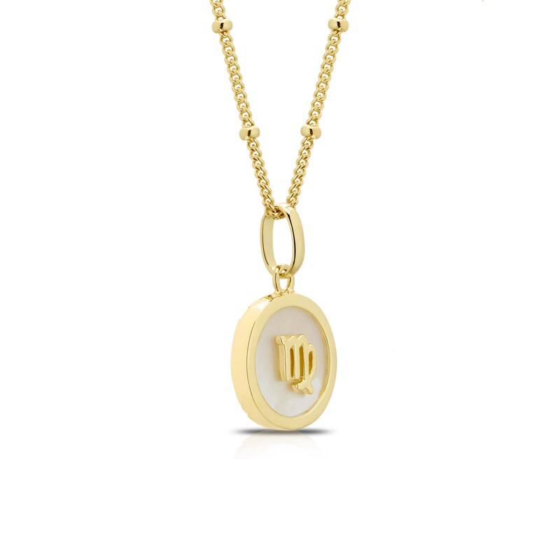 Main Image 2 of Sterling Silver & 18ct Gold Plated Vermeil Mother Of Pearl Virgo Pendant