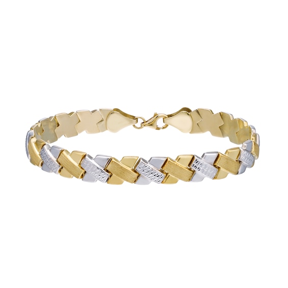 9ct Two-Tone Gold Diamond Cut Bracelet