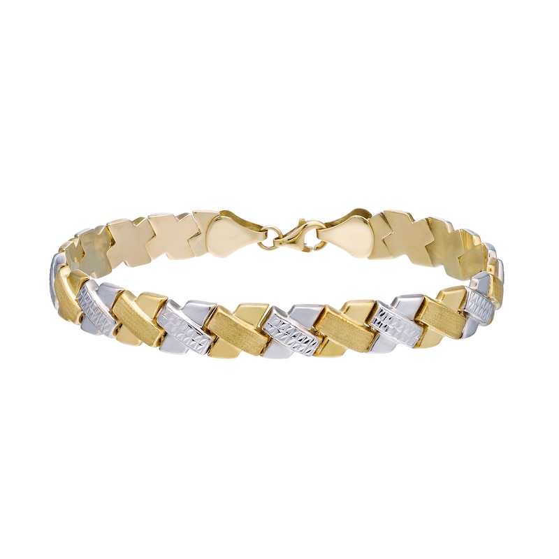 Main Image 1 of 9ct Two-Tone Gold Diamond Cut  Bracelet