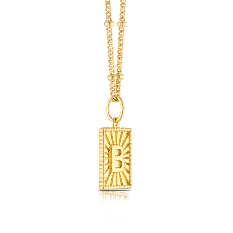 Main Image 2 of Sterling Silver & 18ct Gold Plated Vermeil Initial B Pendant