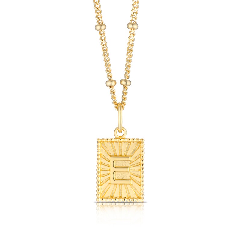 Main Image 1 of Sterling Silver & 18ct Gold Plated Vermeil Initial E Pendant