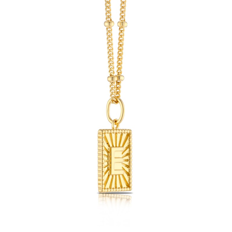 Main Image 2 of Sterling Silver & 18ct Gold Plated Vermeil Initial E Pendant