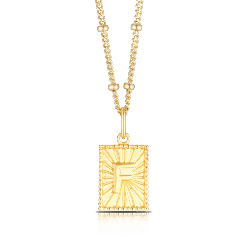 Main Image 1 of Sterling Silver & 18ct Gold Plated Vermeil Initial F Pendant