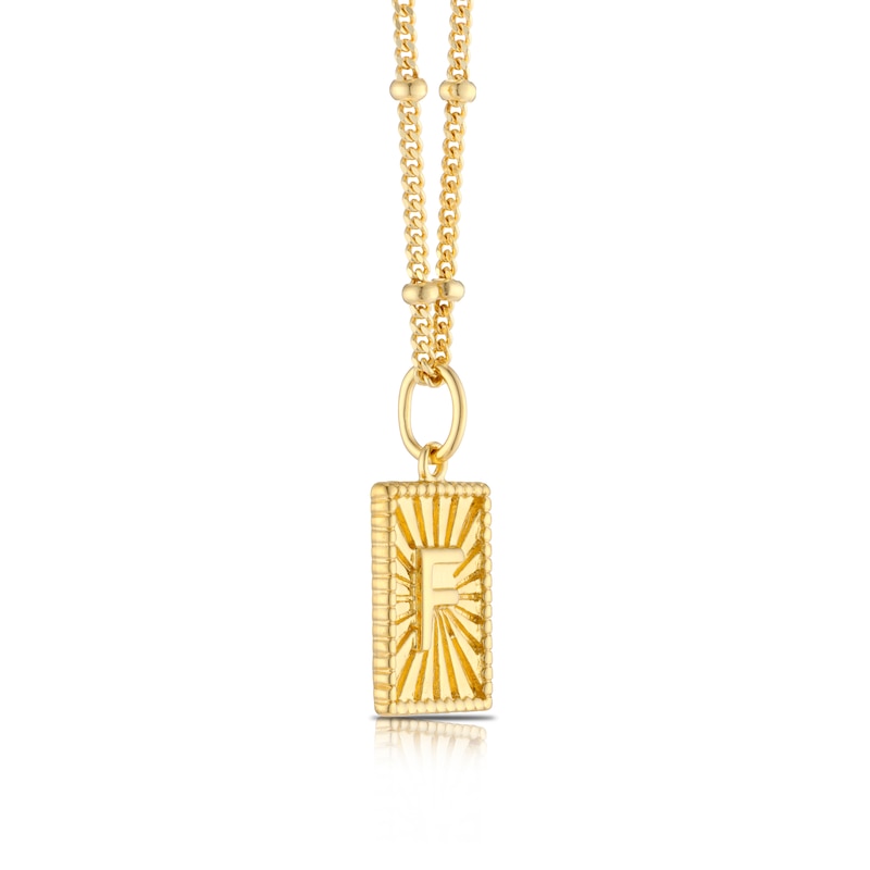 Main Image 2 of Sterling Silver & 18ct Gold Plated Vermeil Initial F Pendant