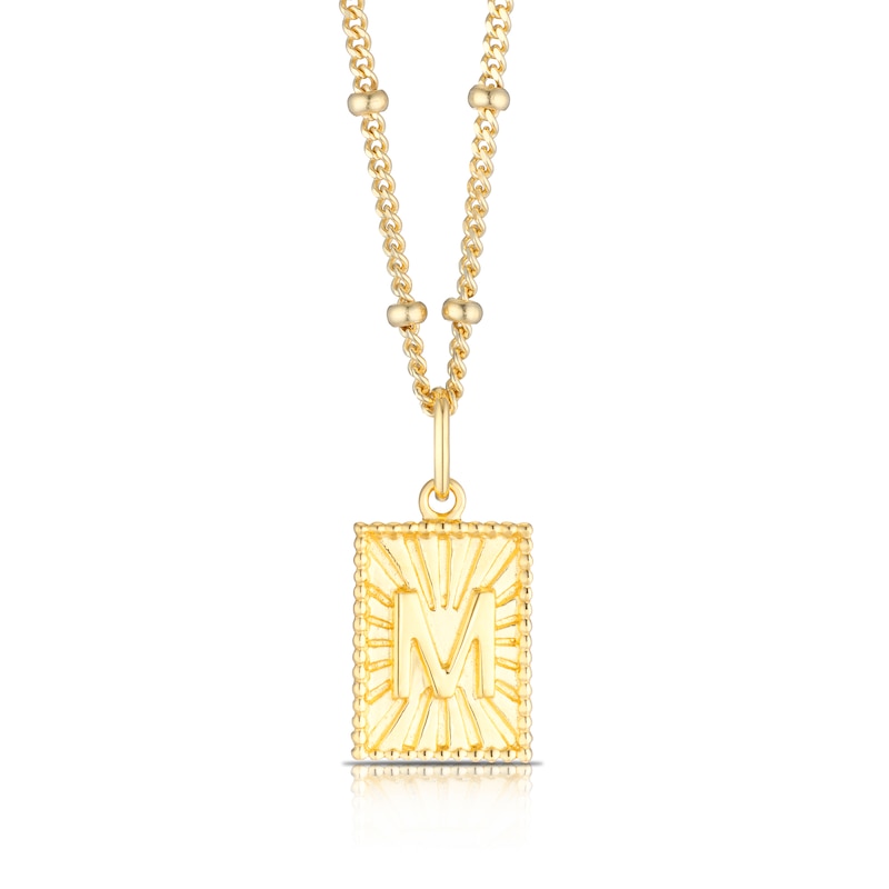Main Image 1 of Sterling Silver & 18ct Gold Plated Vermeil Initial M Pendant
