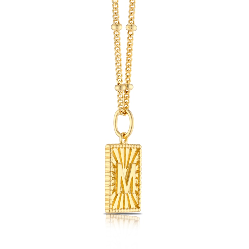 Main Image 2 of Sterling Silver & 18ct Gold Plated Vermeil Initial M Pendant