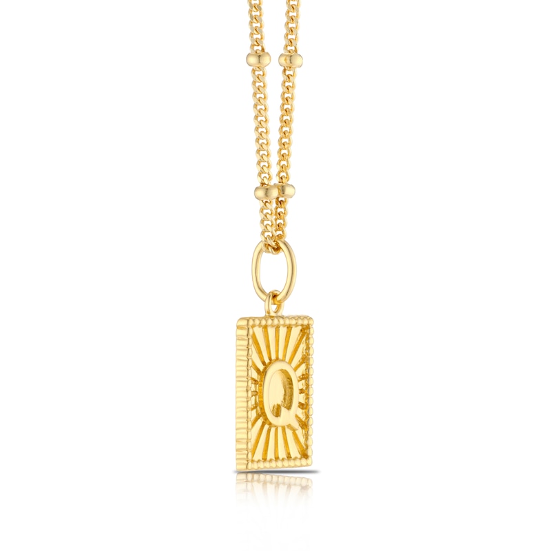 Main Image 2 of Sterling Silver & 18ct Gold Plated Vermeil Initial Q Pendant
